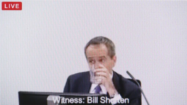 Opposition Leader Bill Shortenon Thursday.  Image from Royal Commission video feed