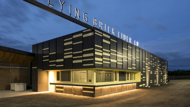 The Flying Brick Cider Co.'s distinctive facade.