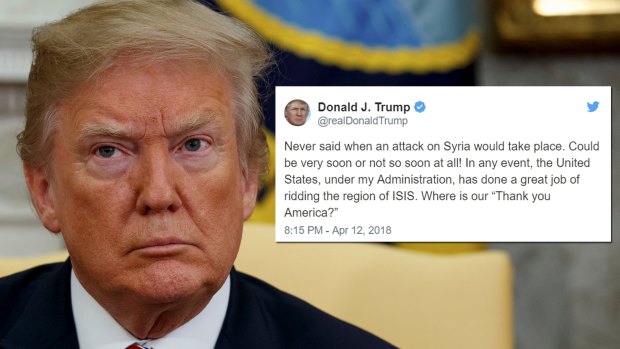 Trump said an attack on Syria could come "very soon, or not so soon at all," as Russian leaders reined in their own rhetoric.