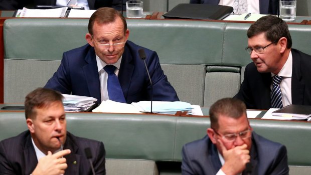 Tony Abbott and Kevin Andrews during question time on Wednesday.