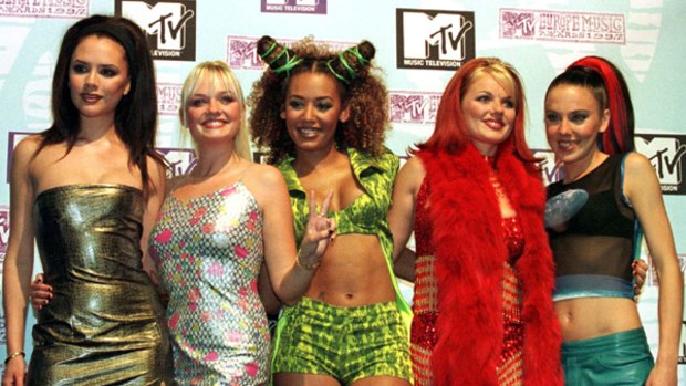 Where it all began ... Victoria Beckham aka Posh Spice poses with her bandmates, The Spice Girls.