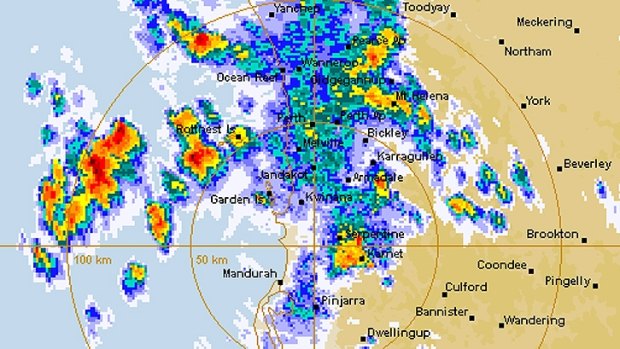 Perth's rain radar at 6.33pm.