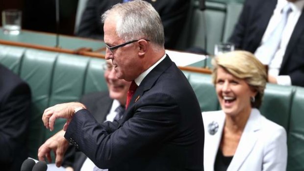 Communications Minister Malcolm Turnbull during Question Time. Photo: Alex Ellinghausen