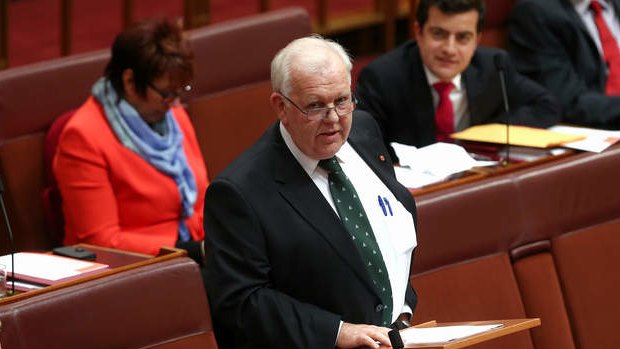 Senator Joe Bullock delivers his first speech in the Senate. Photo: Alex Ellinghausen