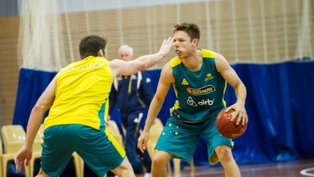 Star turn: Matthew Dellavedova, pictured here training in Canberra last month, was a standout for the Boomers in their tight win over France.