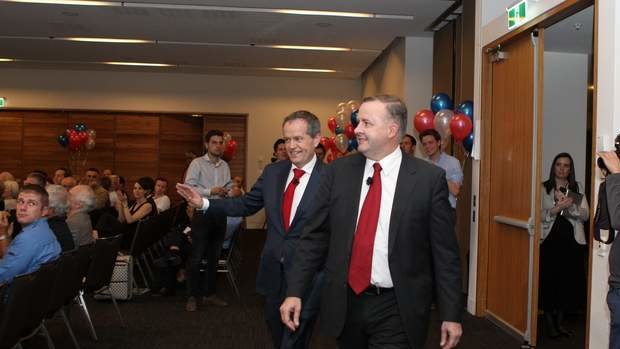 Bill Shorten and Anthony Albanese at the Labor leadership debate in Sydney.