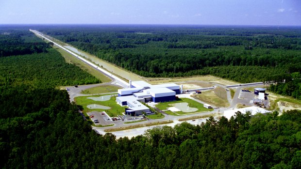 The LIGO interferometer in Livingston, Louisiana, is used to detect ripples in space-time. A giant laser is projected down a 4 kilometre tunnel, which lengthens as a ripple passes through.