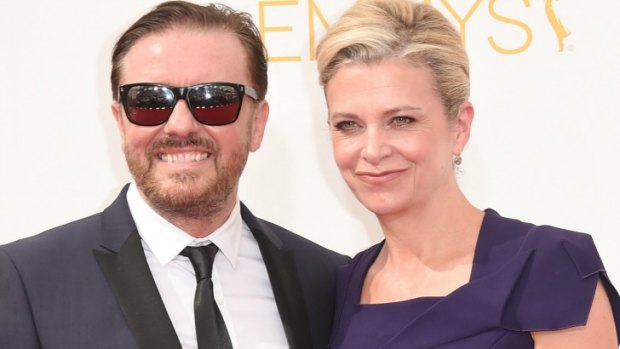 Ricky Gervais and Jane Fallon at the Emmys.