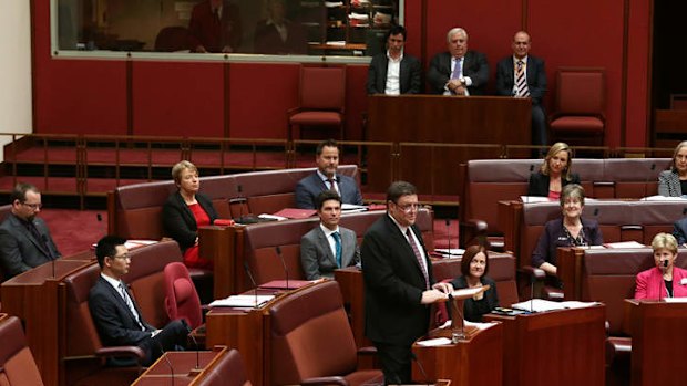 PUP Senator Glenn Lazarus delivers his first speech. Photo: Alex Ellinghausen