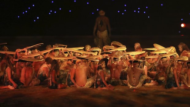 Aboriginal dancers perform for the Opening Ceremony of the Commonwealth Games on the Gold Coast.
