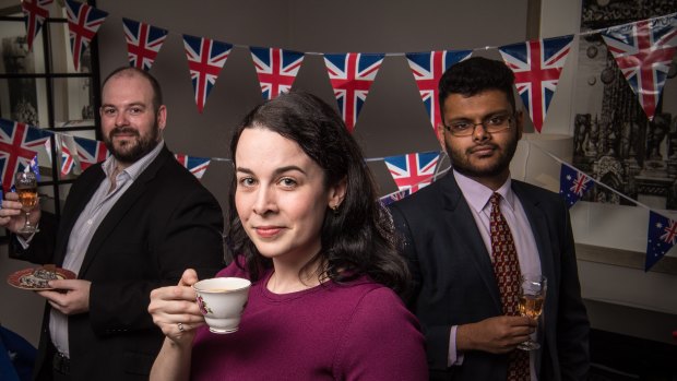 Monarchists Mark Salmon, Laura Smith and Satya Marar are preparing to celebrate as they watch the Royal Wedding on Saturday. 