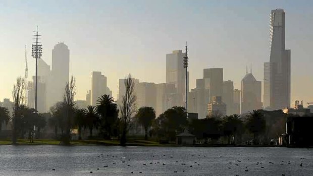 Cold in the city: Melbourne's temperature dropped below 2 degrees for a second morning on Monday.