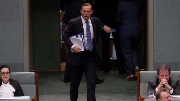 Prime Minister Tony Abbott departs question time. Photo: Andrew Meares