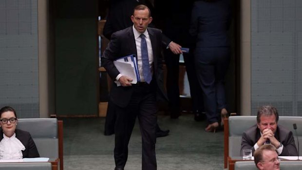 Prime Minister Tony Abbott departs question time. Photo: Andrew Meares