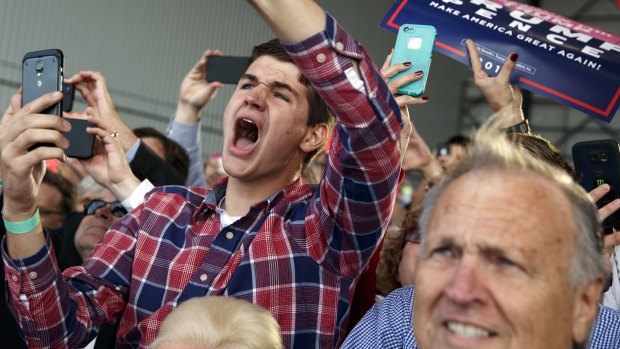 What will they be like in 2018? Supporters of Republican presidential candidate Donald Trump cheer as he arrives to a campaign rally in 2016.
