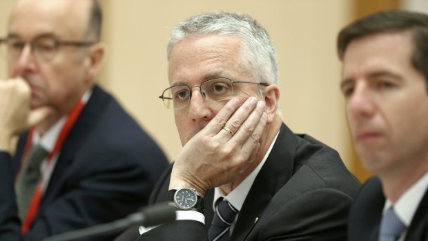 ABC managing director Mark Scott at a Senate estimates hearing on Monday.