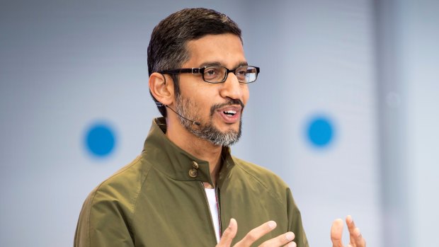 Sundar Pichai speaks at Google I/O.