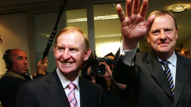David Murray with then Treasurer Peter Costello at the launch of the Future Fund.