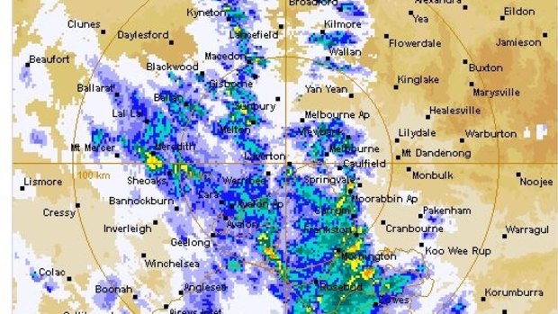 The rain radar at 7.13pm.