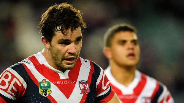 SYDNEY, AUSTRALIA - JUNE 11: Aidan Guerra of the Roosters shows his dejection during the round 14 NRL match between the Sydney Roosters and the Melbourne Storm at Allianz Stadium on June 11, 2016 in Sydney, Australia.  (Photo by Brett Hemmings/Getty Images)