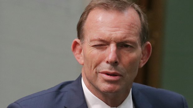 Former Prime Minister Tony Abbott winks leaving Question Time.