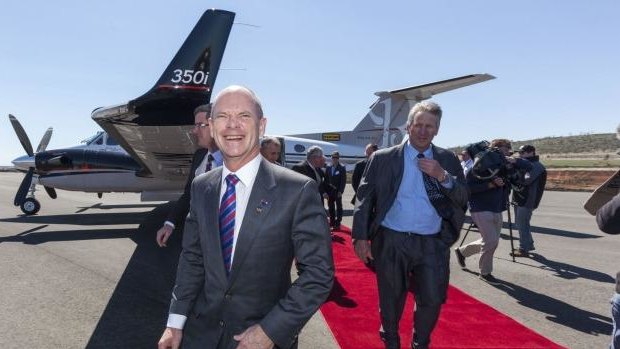 Queensland Premier Campbell Newman being welcomed to Wellcamp.