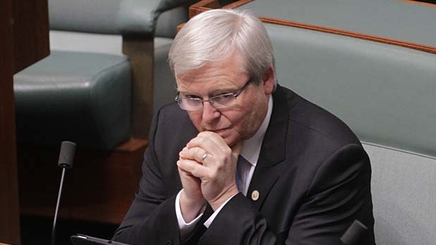 Kevin Rudd arrives for question time at Parliament House in Canberra on Thursday 21 March 2013. Photo: Andrew Meares