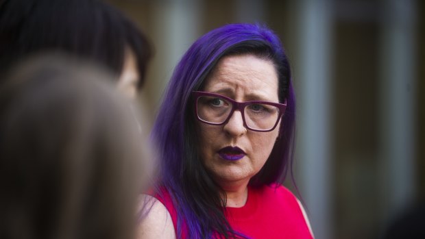 Lexxie Jury talks about improvements to human rights, work health and safety of sex workers in the ACT at the Assembly on Thursday. 