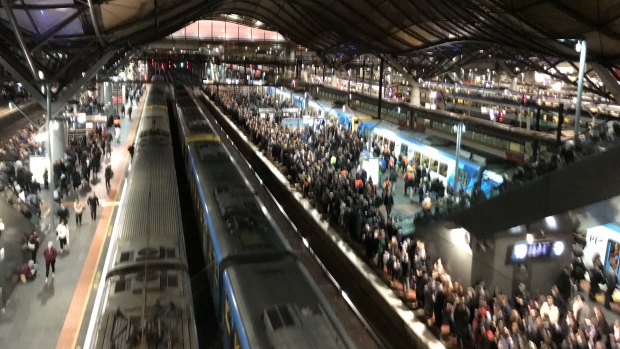Commuters stranded at Southern Cross station.