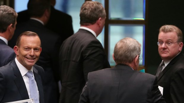 Prime Minister Tony Abbott departs at the end of question time on Thursday.