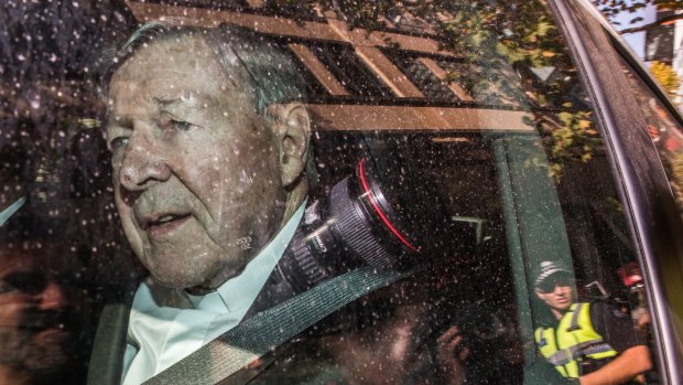Cardinal Pell leaving the Melbourne Magistrates Court on Tuesday.