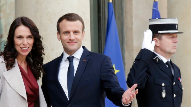 NZ Prime Minister Jacinda Ardern with French President Emmanuel Macron earlier this month.