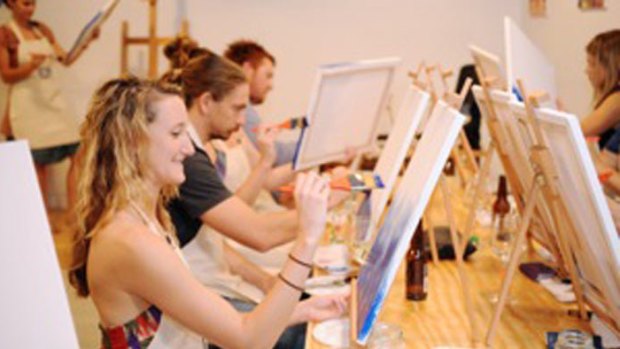 Paint and sip at Cork & Chroma, South Brisbane.