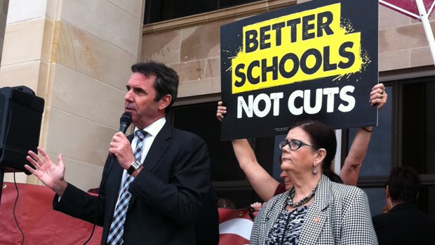 WA education minister Peter Collier faces a hostile reception from school staff.