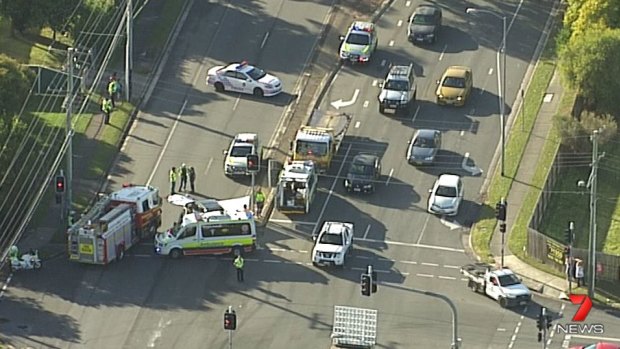 Emergency services were called to the intersection at Browns Plains.