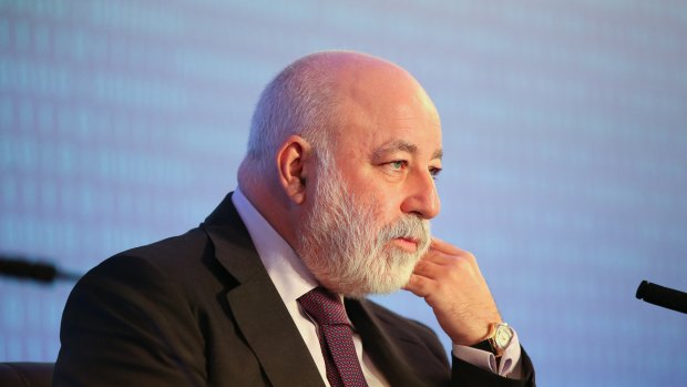 Viktor Vekselberg, billionaire and chairman of Renvova Management AG, sits on a panel at the Russian Union of Industrialists and Entrepreneurs in Moscow, Russia. 