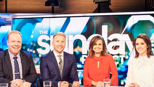 Peter Helliar, Hamish McDonald, Lisa Wilkinson and Rachel Corbett on The Sunday Project.