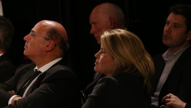 Senator Arthur Sinodinos and Mr Turnbull's daughter Daisy during the debate.