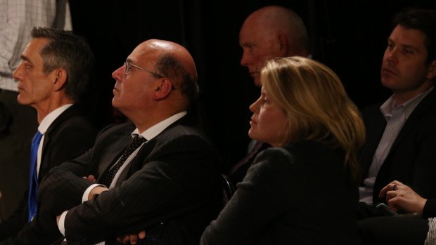 Senator Arthur Sinodinos and Mr Turnbull's daughter Daisy during the debate.