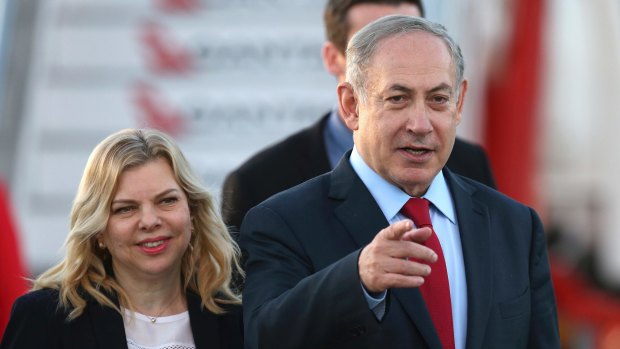 Israeli Prime Minister Benjamin Netanyahu, right, and his wife, Sara in Sydney. 