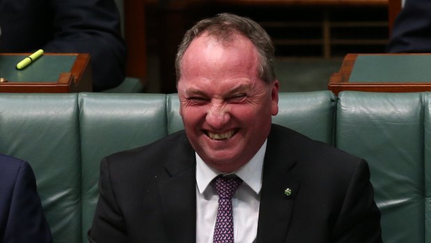 Agriculture Minister Barnaby Joyce during question time on Thursday.