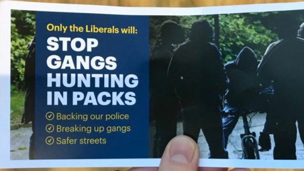 A Liberal flyer about gang violence has drawn controversy. 