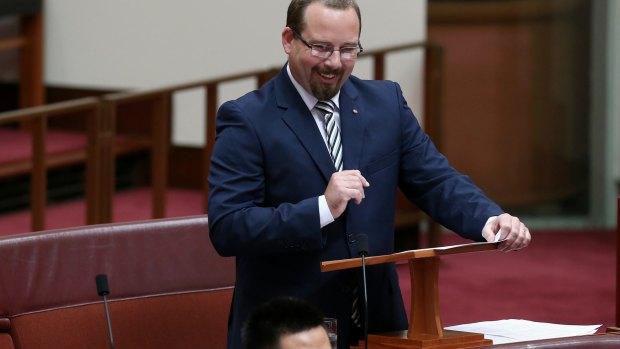 Senator Ricky Muir in the Senate on Thursday.