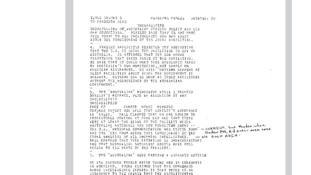 A mysterious addendum to a US diplomatic cable from April 1, 1985, confirms the existence of a secret room at the Pine Gap spy base near Alice Springs - a room Australians are not permitted to enter.