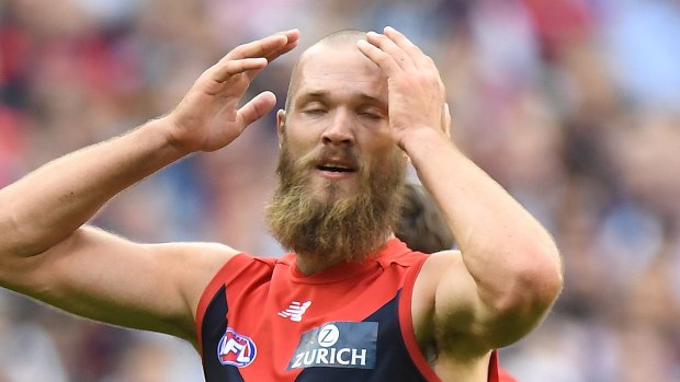 Going, going, Gawn: Demons ruckman missed the chance to put his side ahead with 20 seconds to go against the Cats.