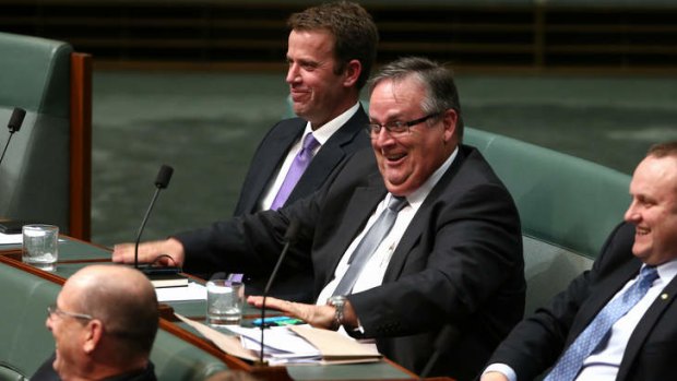 Member for Herbert, Ewen Jones leaves under standing order 94a. Photo: Alex Ellinghausen