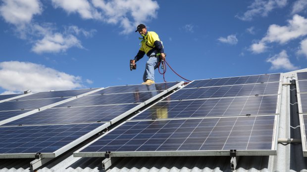 If solar panels cost more than $20,000 you can claim the cost over the useful life of the panels.