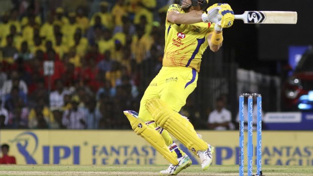 Blasting away: Shane Watson posted a century for Chennai. 