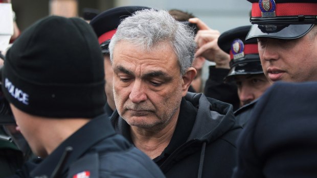 Vahe Minassian, father of Alek Minassian, leaves court in Toronto.