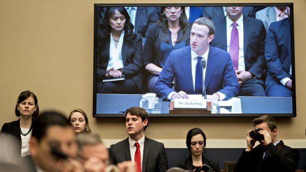 Facebook chief executive Mark Zuckerberg being questioned in the US Senate earlier this month.
